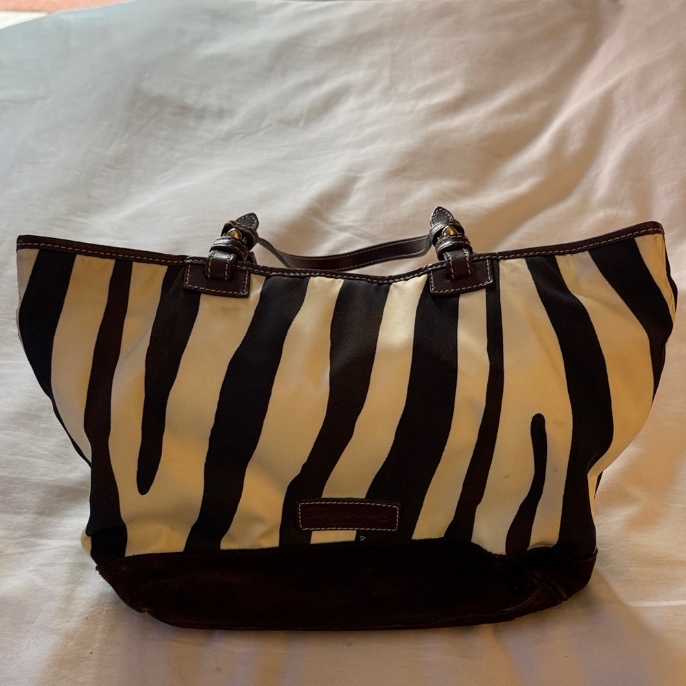 Dooney & Bourke Black and Cream Zebra Stripe Tote